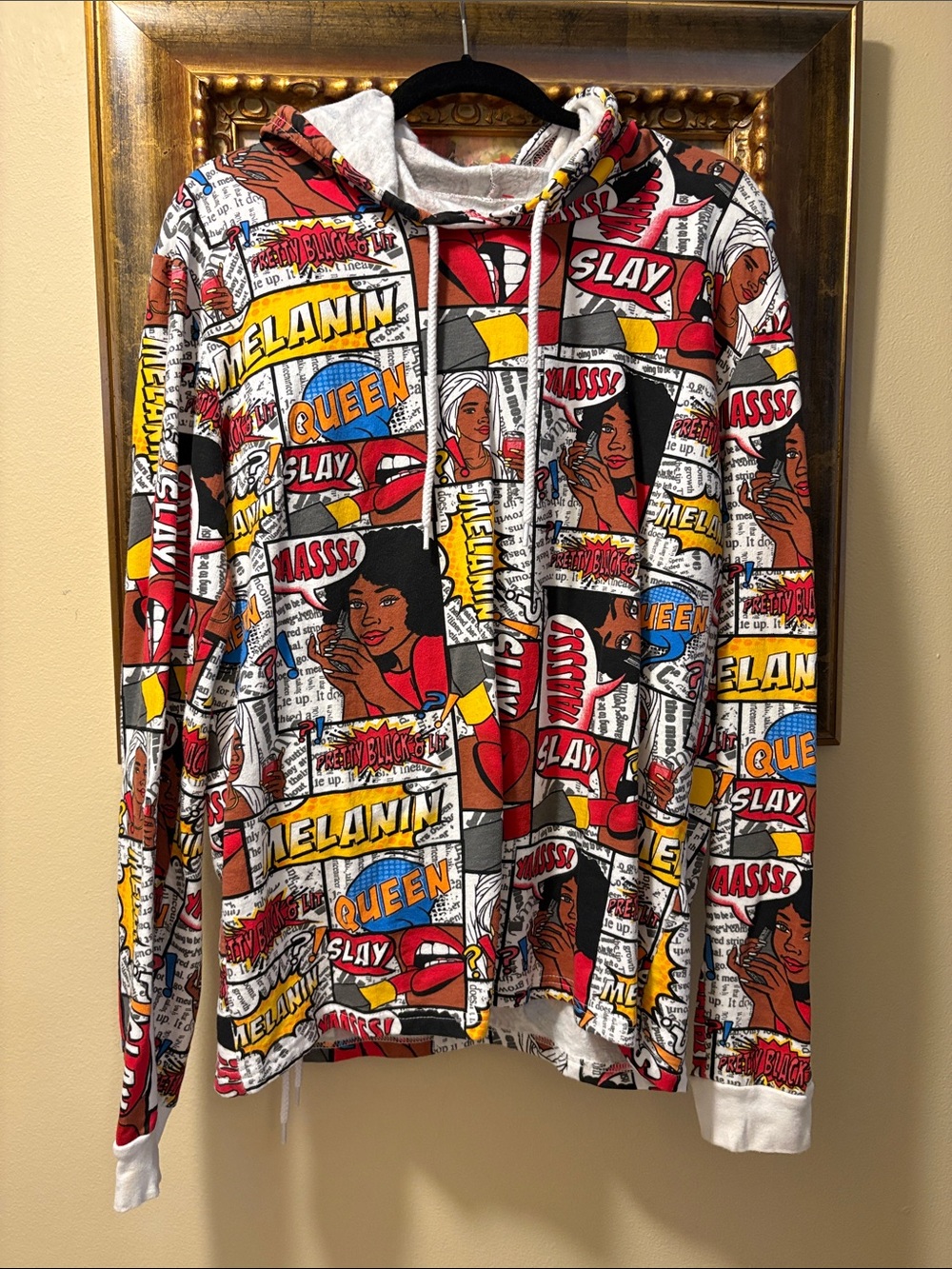 On Fire vintage On Fire Melanin Comic Pop Art print Cotton hoodie